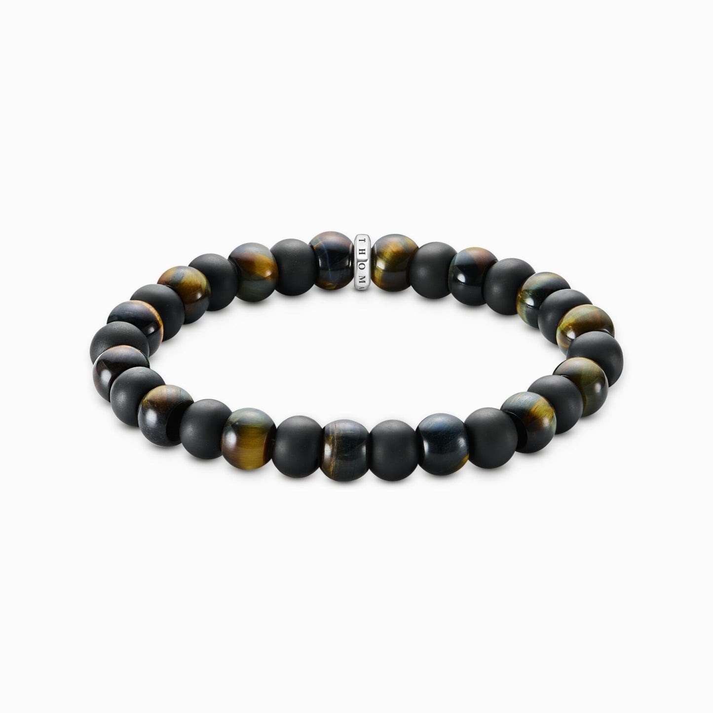 Thomas Sabo Tigers Eye and Obsidian Beads Stretch Bracelet 21cm A2196-806-11