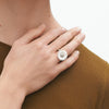 Georg Jensen Sterling Silver White Enamel Daisy Ring Size 54