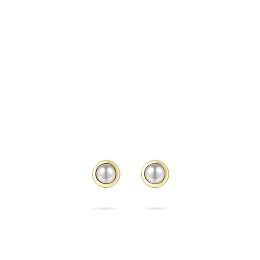 Yellow Gold Plated Sterling Silver Imitation Pearl Stud Earrings