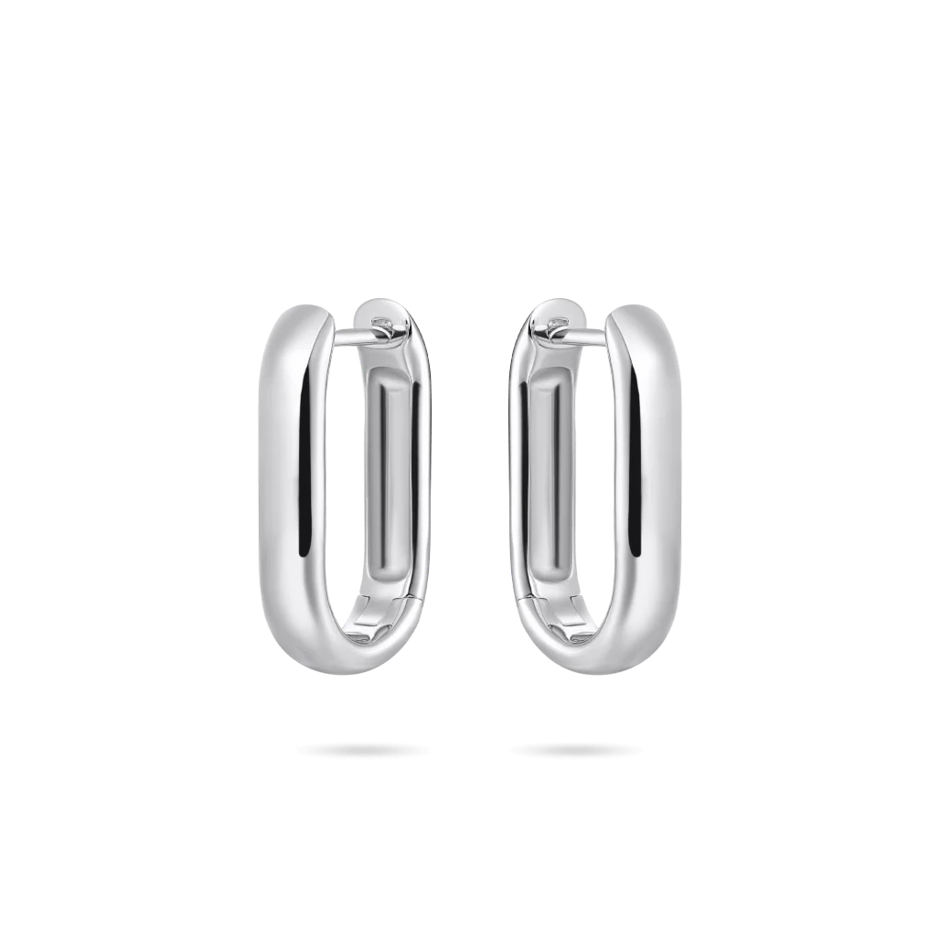 Sterling Silver Oblong Hinged Hoop Earrings