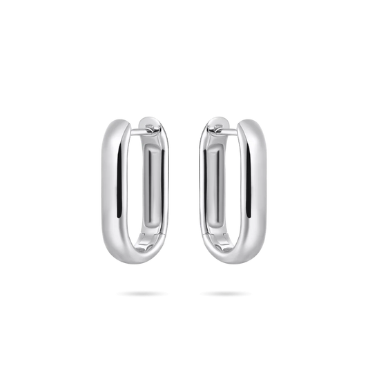 Sterling Silver Oblong Hinged Hoop Earrings