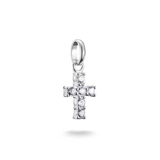 Thomas Sabo Connect Sterling Silver Mini White Cubic Zirconia Cross Charm CC1206-051-14
