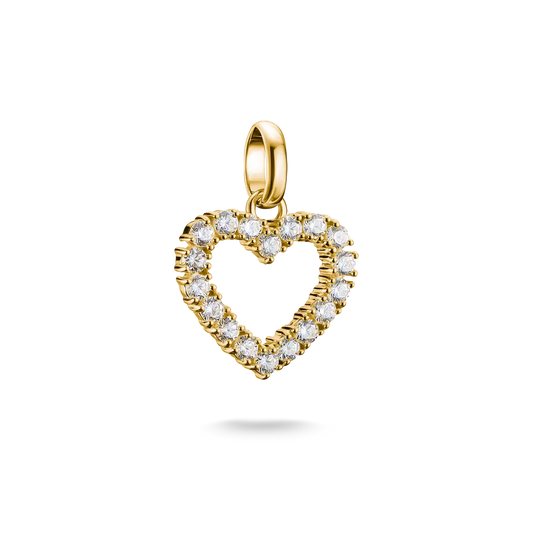 Thomas Sabo Connect Sterling Silver Yellow Gold Plated White Cubic Zirconia Cut Out Heart Charm CC1237-414-14