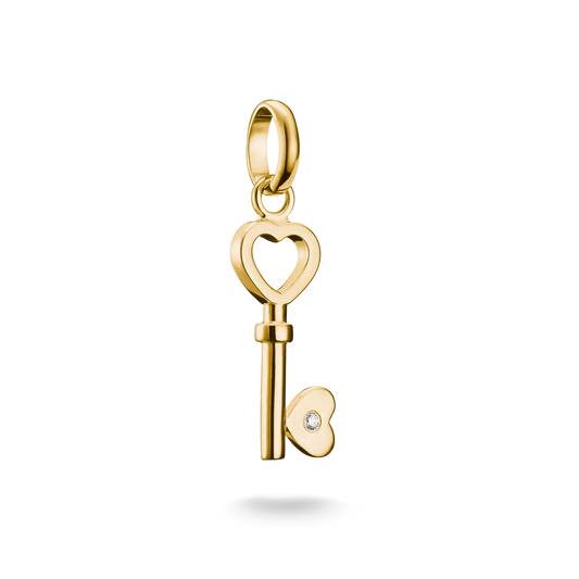 Thomas Sabo Connect Sterling Silver Gold Plated Cubic Zirconia Key Charm CC1241-414-14