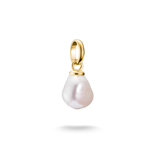 Thomas Sabo Connect Sterling Silver Yellow Gold Plated White Freshwater Cultured Pearl Charm CC1282-430-14