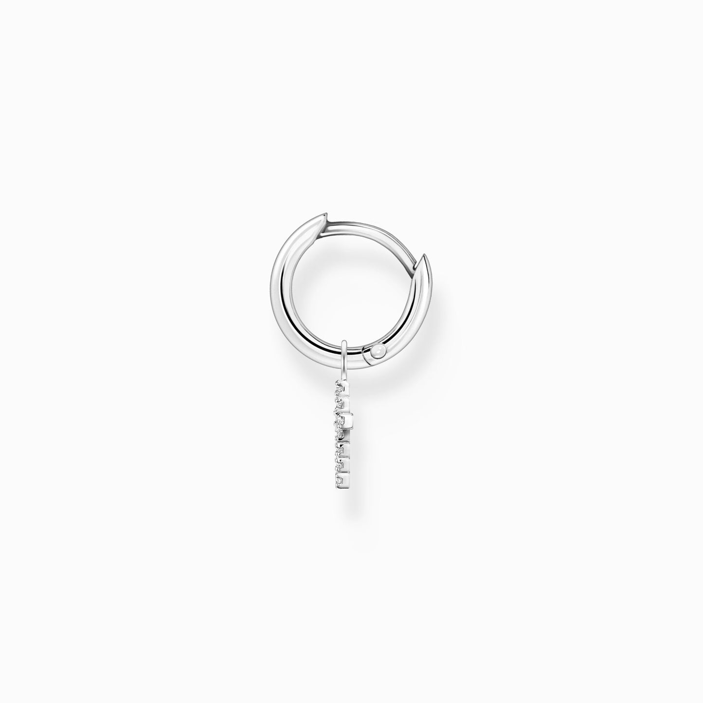 Single Silver Hoop+Cross