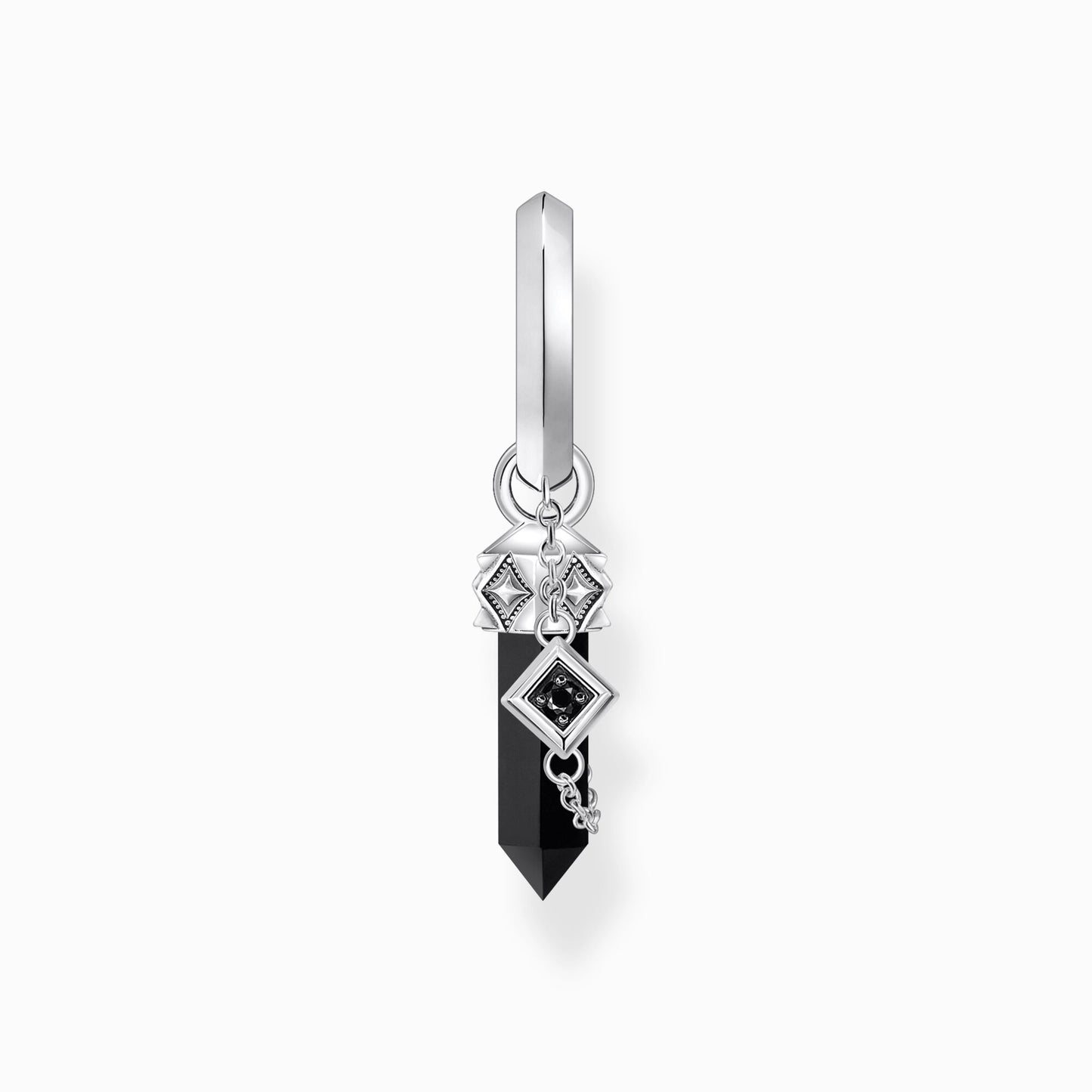 Thomas Sabo Sterling Silver Single Silver Hoop and Black Onyx Crystal Style Drop Earring CR724-641-11