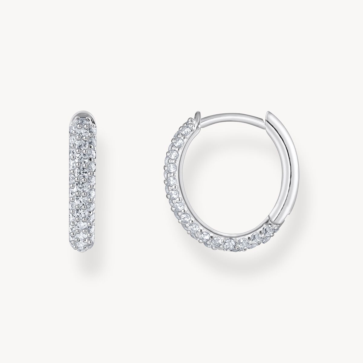 Thomas Sabo Sterling Silver Oval Cubic Zirconia Hoop Earrings CR730-051-14