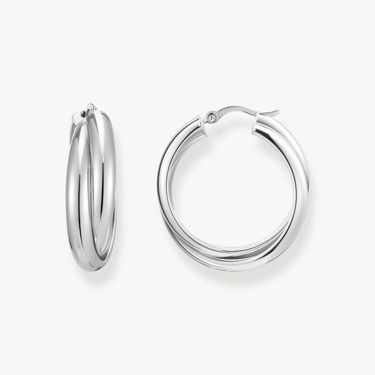 Thomas Sabo Sterling Silver Two Strand Twist Hoop Earrings CR738-001-21