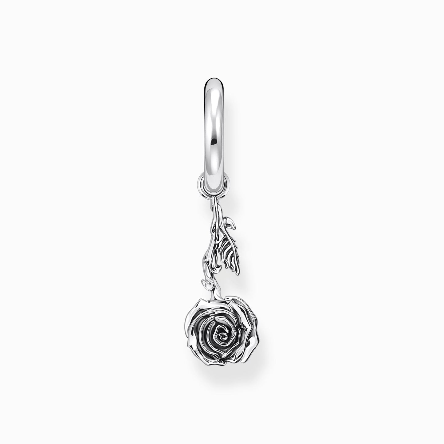 Thomas Sabo Sterling Silver Single Hoop Midnight Rose Drop Earring CR756-637-21