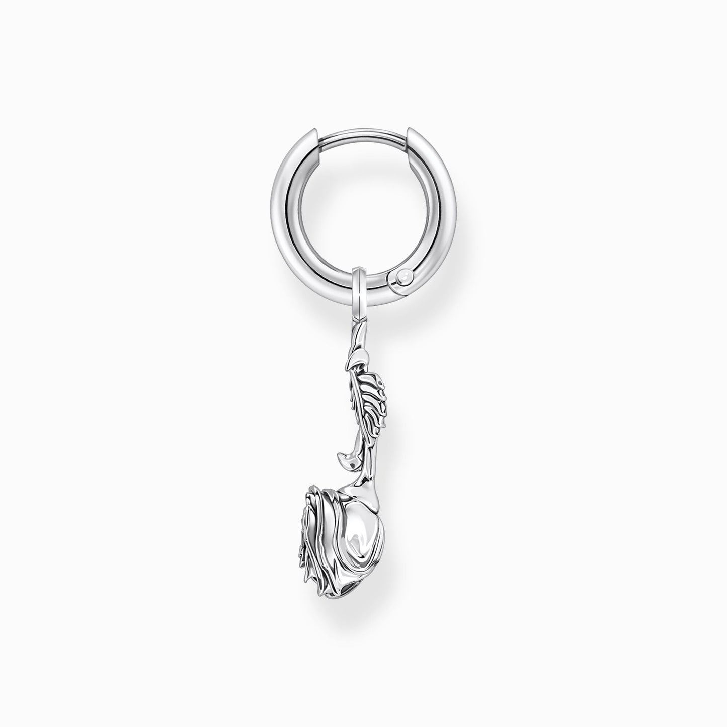 Thomas Sabo Sterling Silver Single Hoop Midnight Rose Drop Earring CR756-637-21