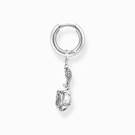 Thomas Sabo Sterling Silver Single Hoop  Midnight Rose Drop Earring CR756-637-21