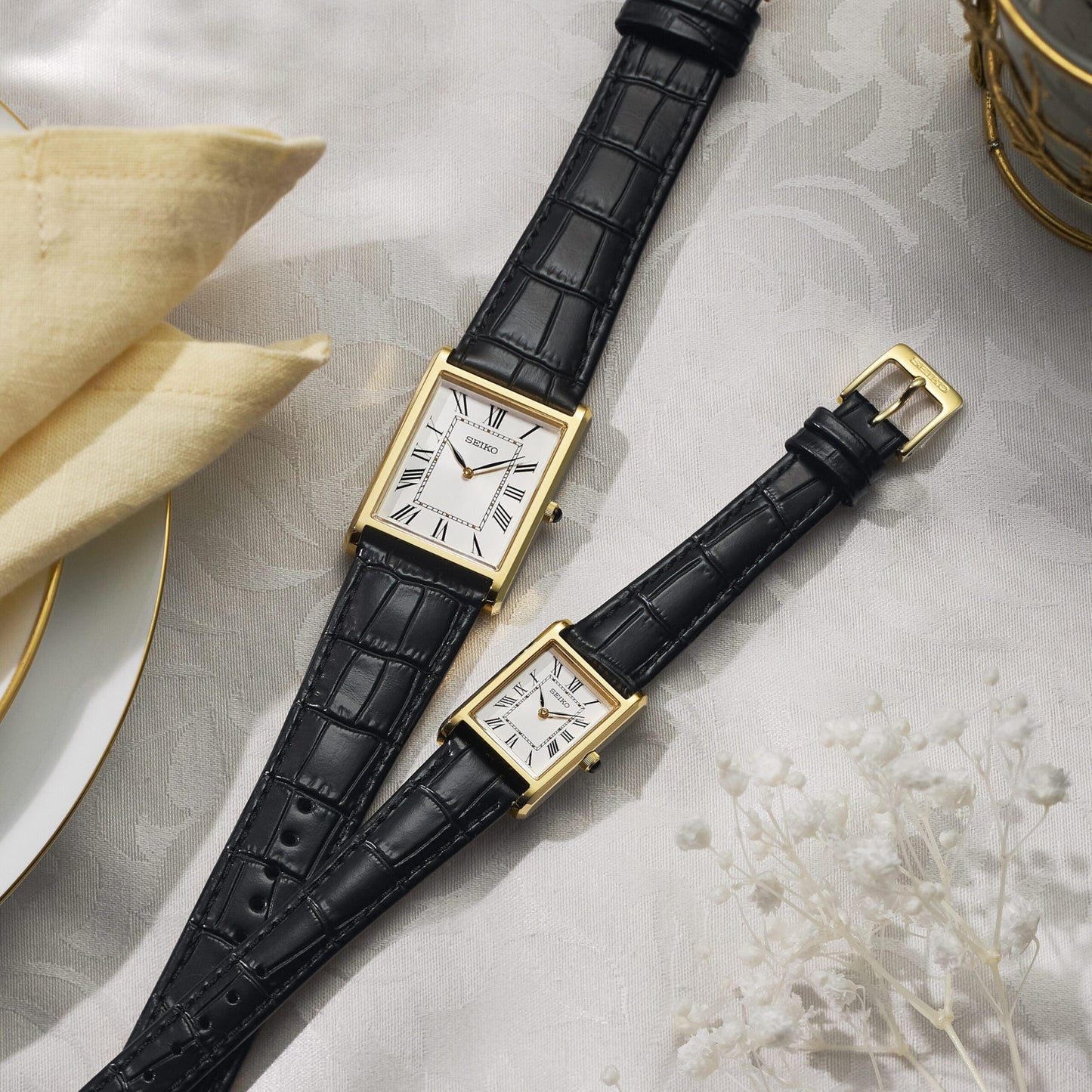 Seiko Ladies’ Quartz Watch in Gold Tone with Leather Strap SWR108P1