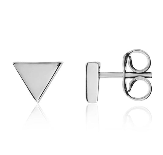 9ct White Gold Mini Hollow Triangle Stud Earrings
