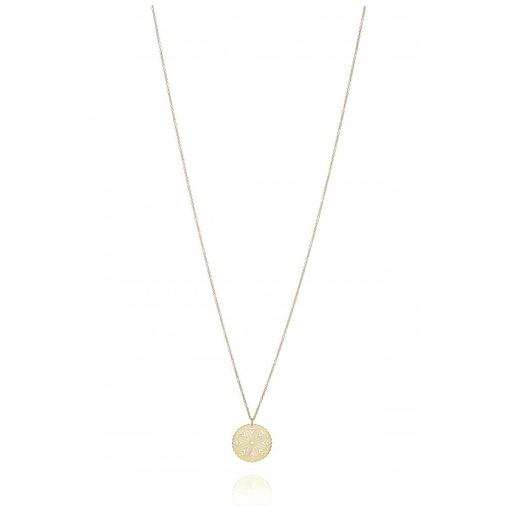 9ct Yellow Gold Filigree Disc Design Necklace