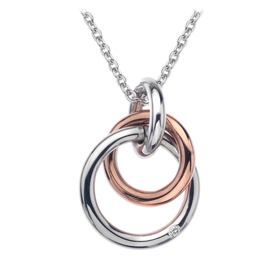 Hot Diamonds Sterling Silver and Rose Gold Plated Circles Necklace DE309