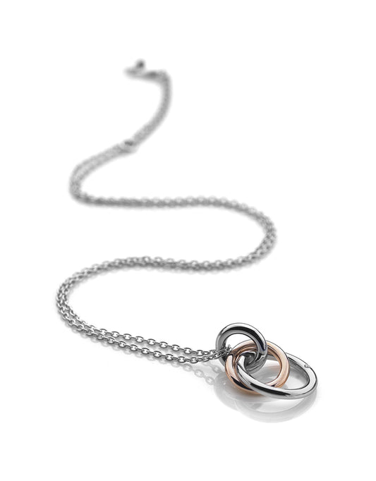 Hot Diamonds Sterling Silver and Rose Gold Plated Circles Necklace DE309