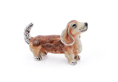 Sterling Silver Enamel Miniature Dachshund