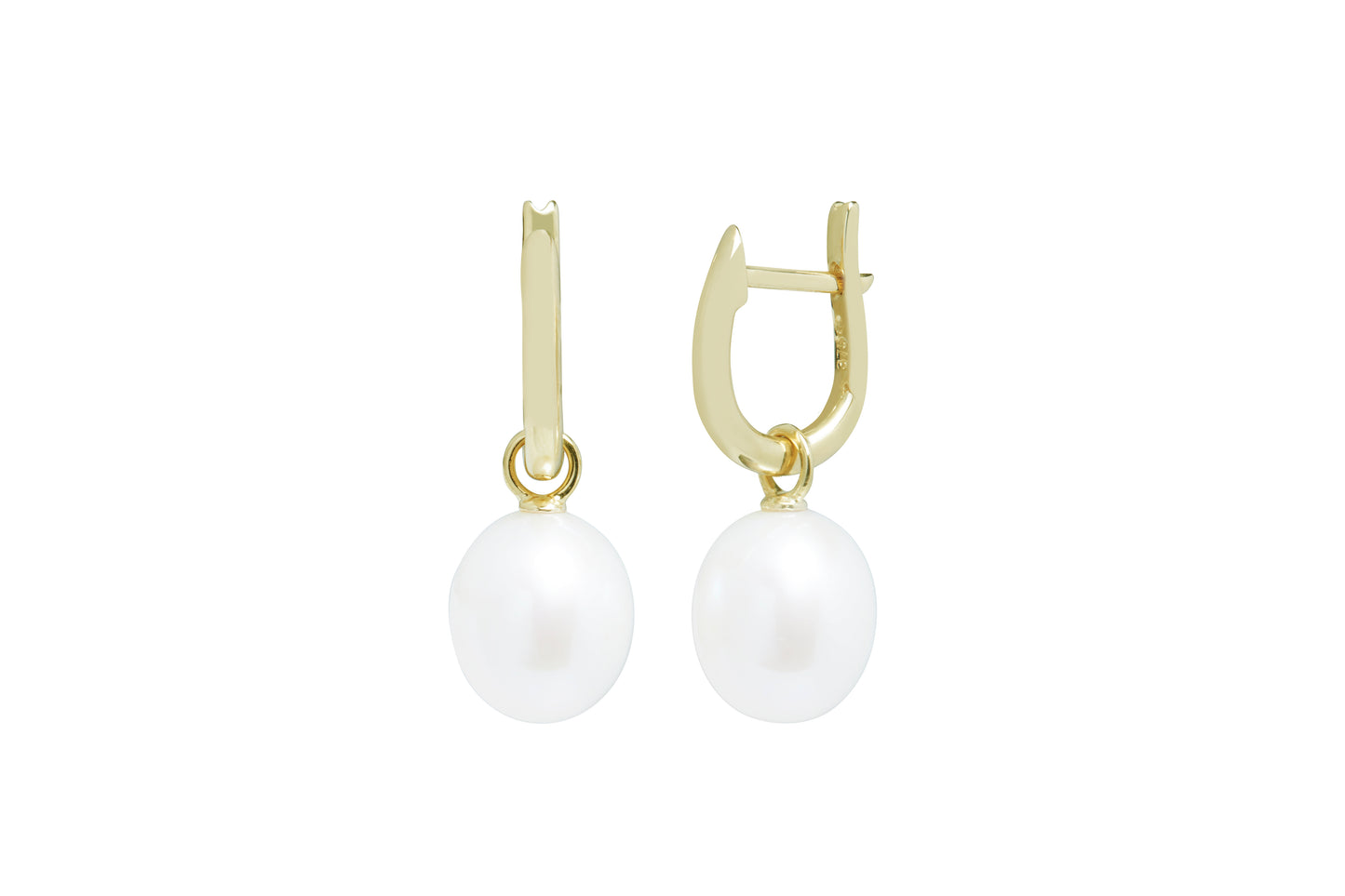 9ct Yellow Gold Freshwater Cultured Pearl 9-10mm Hoop Earrings