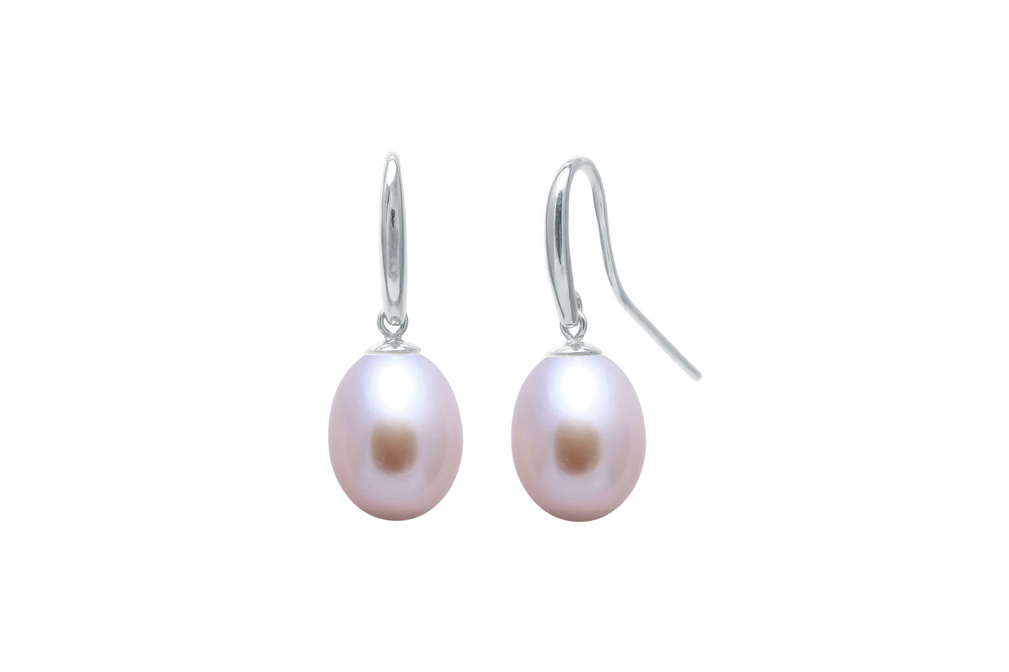 9ct White Gold Freshwater Cultured Teardrop 9-10mm Pearl Hook Wire Earrings