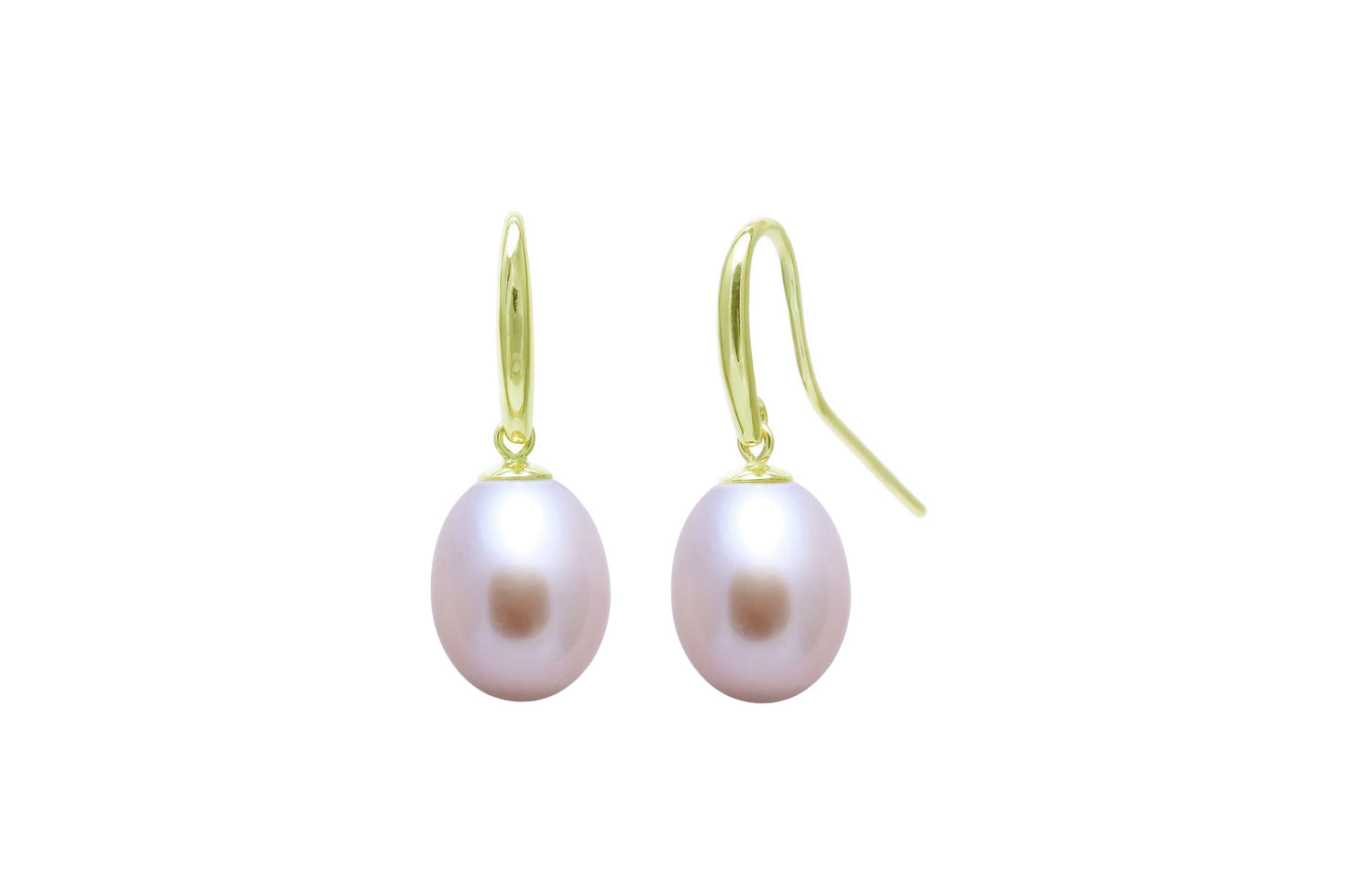9ct Yellow Gold Freshwater Cultured Pearl 9-10mm Hook Wire Earrings