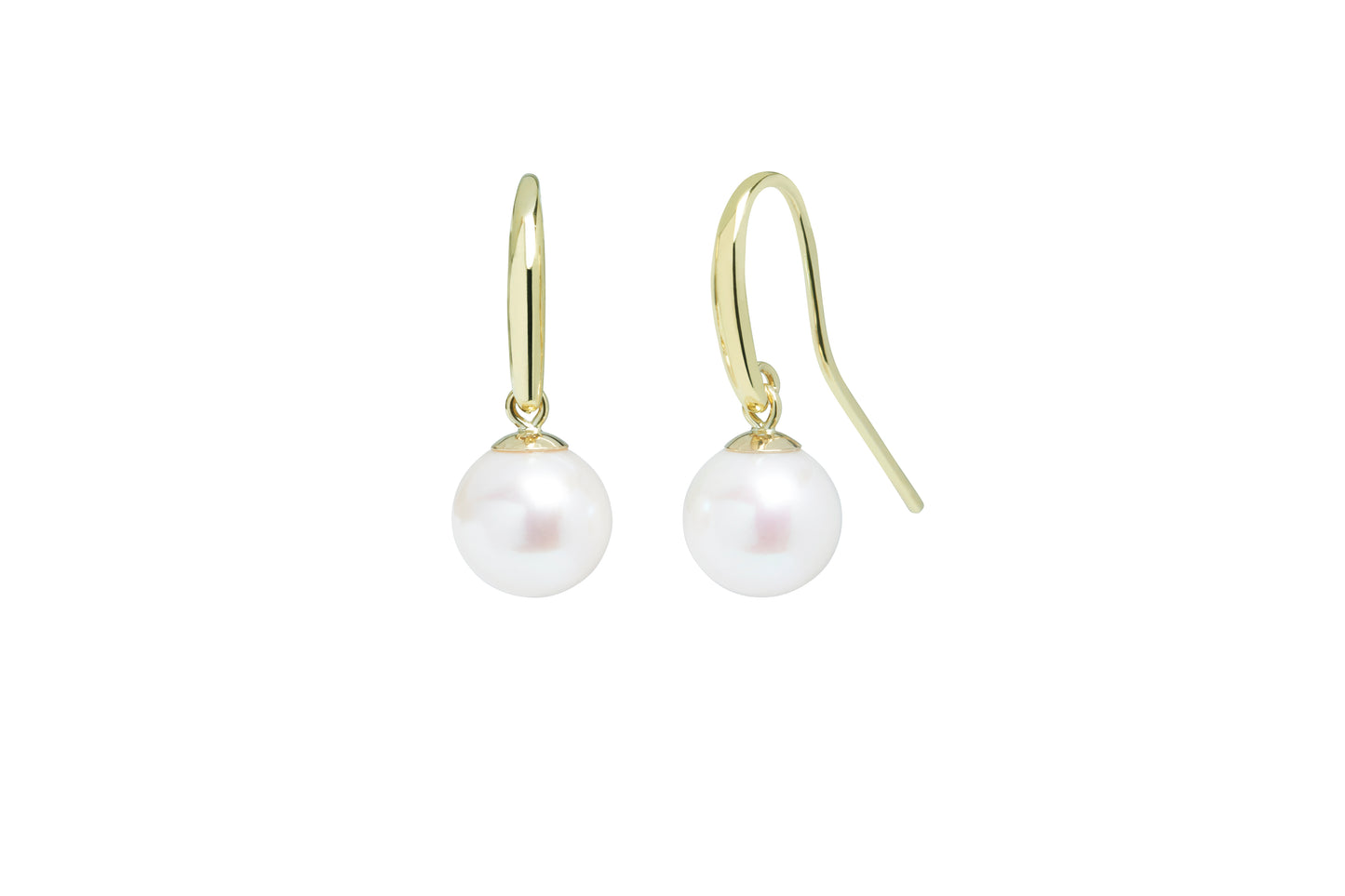 9ct Yellow Gold Freshwater Cultured Pearl 8-8.5mm Hook Wire Earrings
