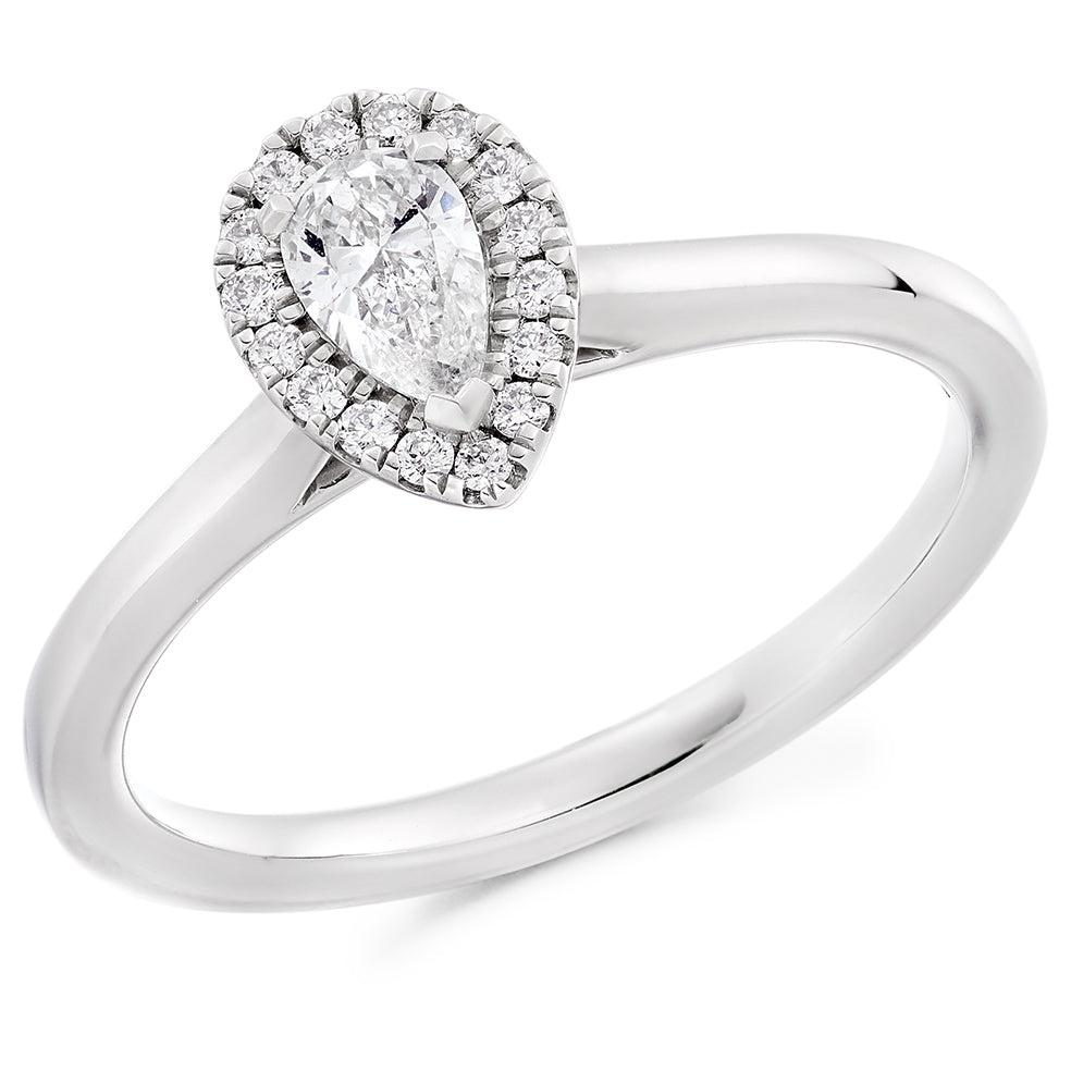 Platinum Pear Cut 0.34ct Diamond Halo Ring