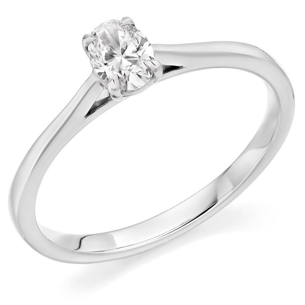 Platinum Oval Cut 0.30ct Diamond Ring