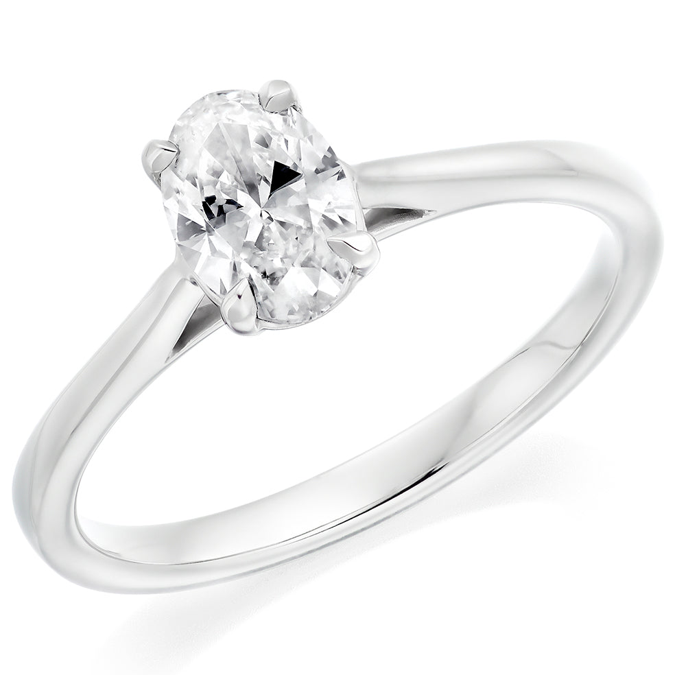 Platinum 0.70ct Oval Cut Diamond Ring
