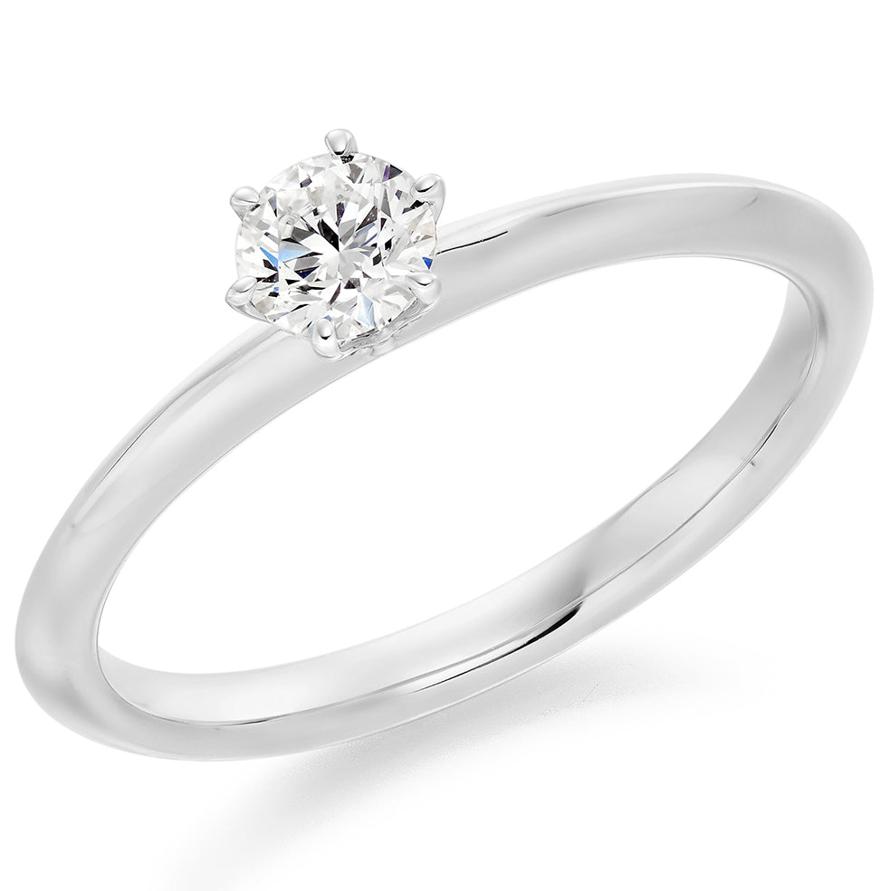 Platinum Single Stone 6 Claw 0.30ct Diamond Ring