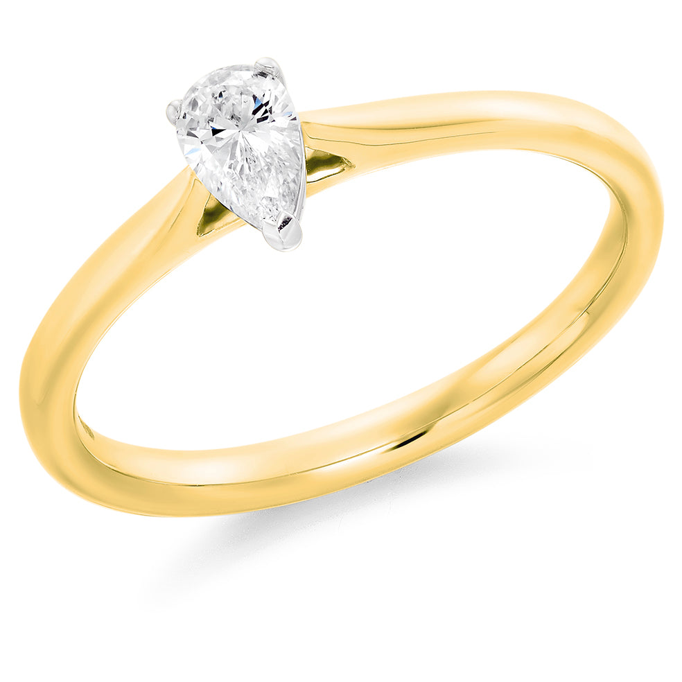 18ct Yellow Gold Pear Cut 0.23ct Diamond Ring