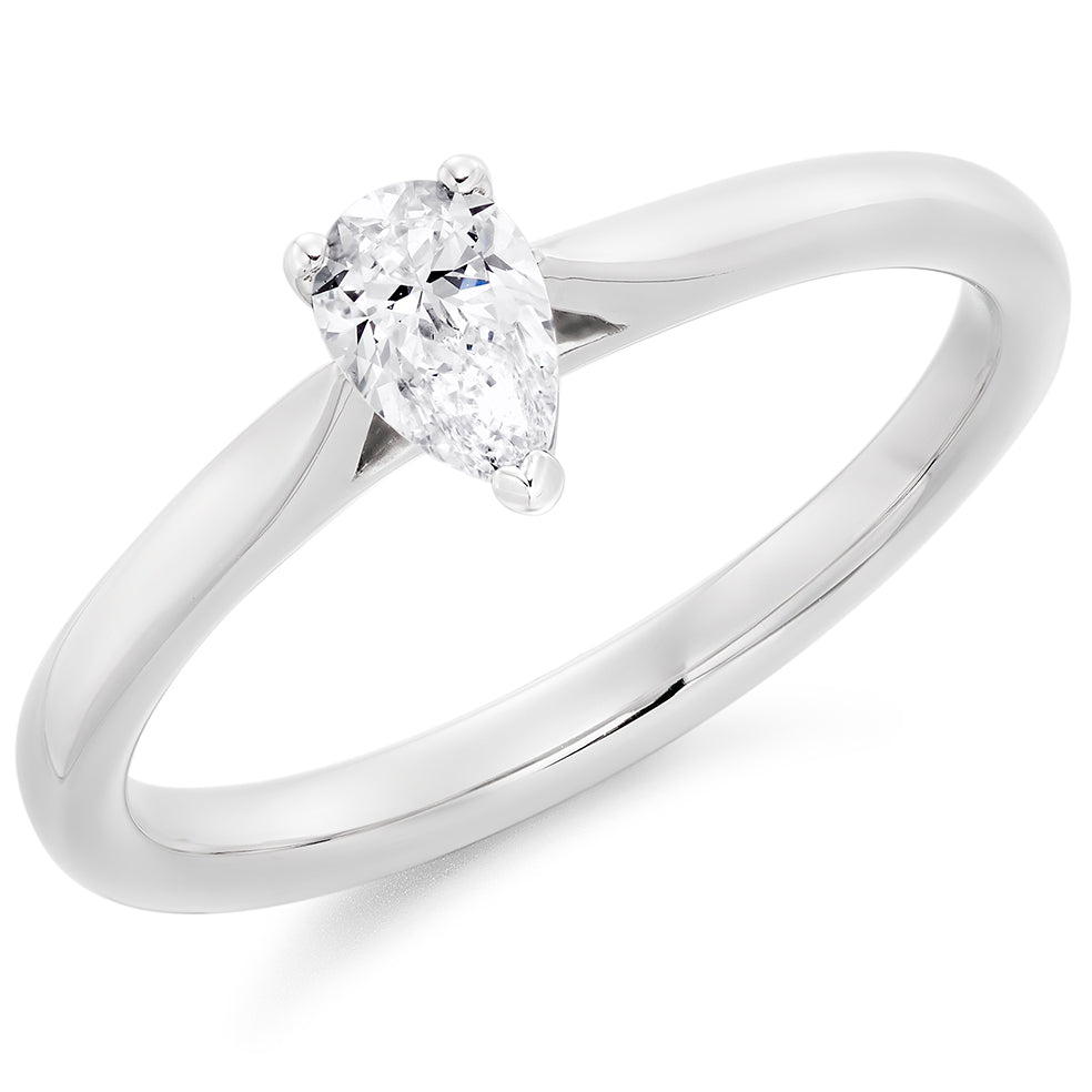 Platinum Pear Cut 0.30ct Diamond Ring