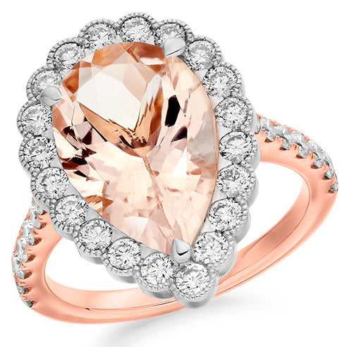 18ct Rose Gold 4.00ct Morganite and Diamond Ring