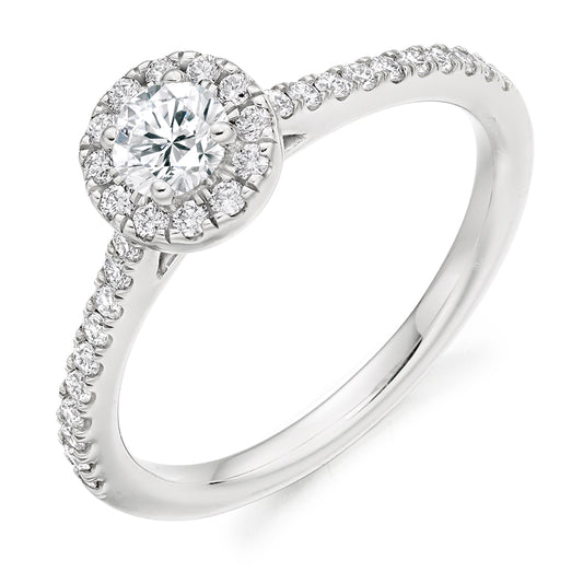 Platinum Brilliant Cut 0.54ct Diamond Halo Ring