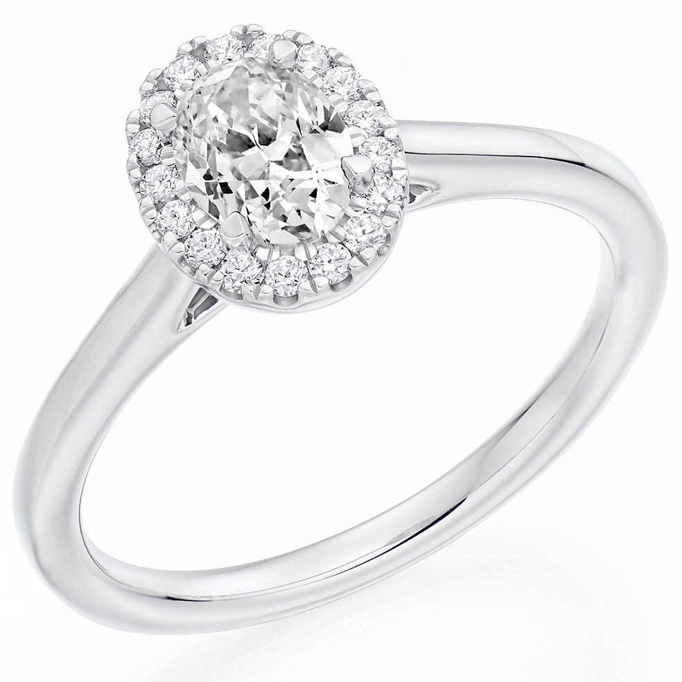 Platinum Oval Cut 0.46ct Diamond Halo Ring