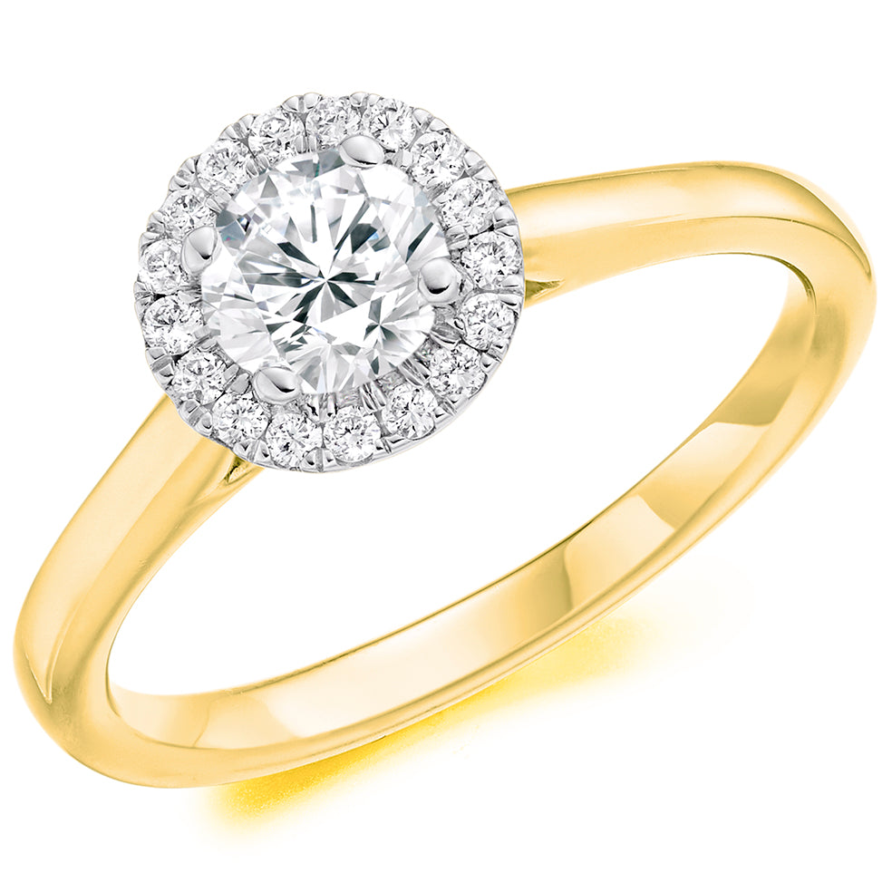 18ct Yellow Gold Brilliant Cut 0.70ct Diamond Halo Ring
