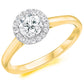 18ct Yellow Gold Brilliant Cut 0.70ct Diamond Halo Ring