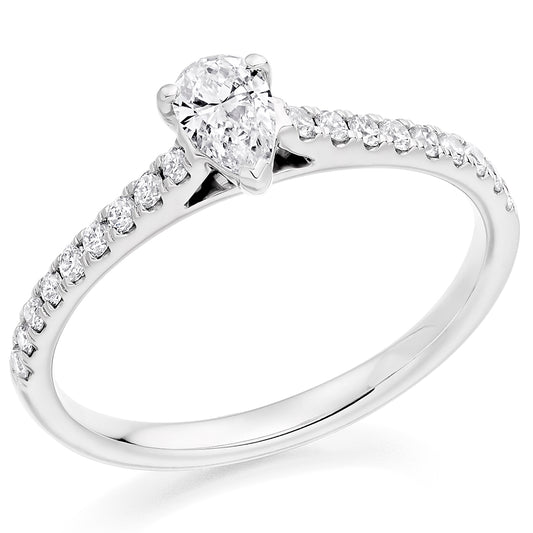 Platinum Pear Cut 0.46ct Diamond Ring