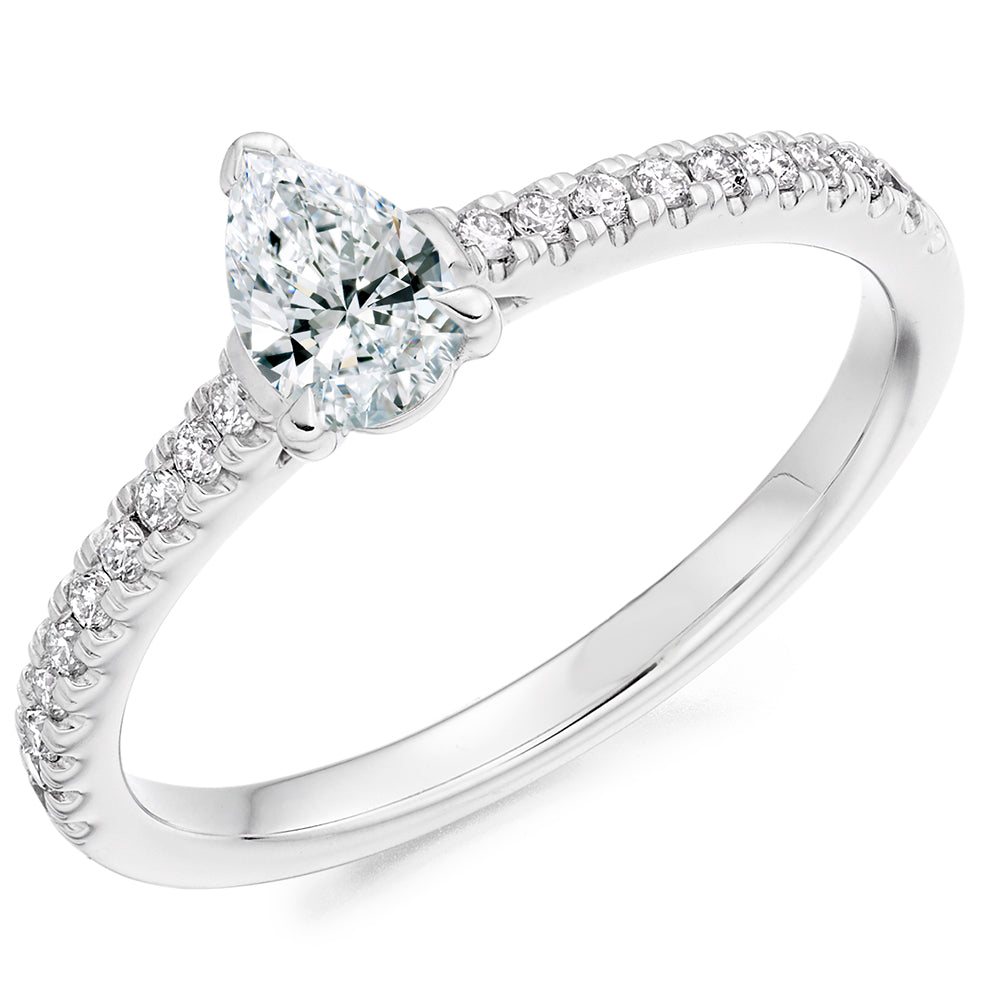 Platinum Pear Cut 0.50ct Diamond Ring