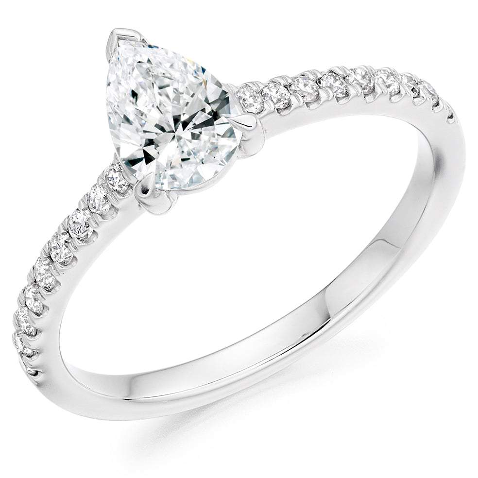 Platinum Pear Cut 0.75ct Diamond Ring