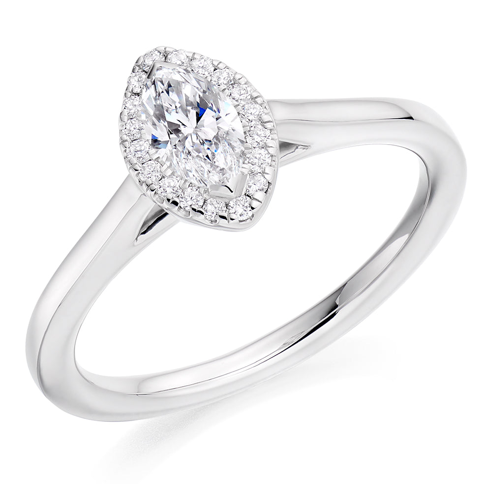 Platinum Marquise Cut 0.37ct Diamond Halo Ring