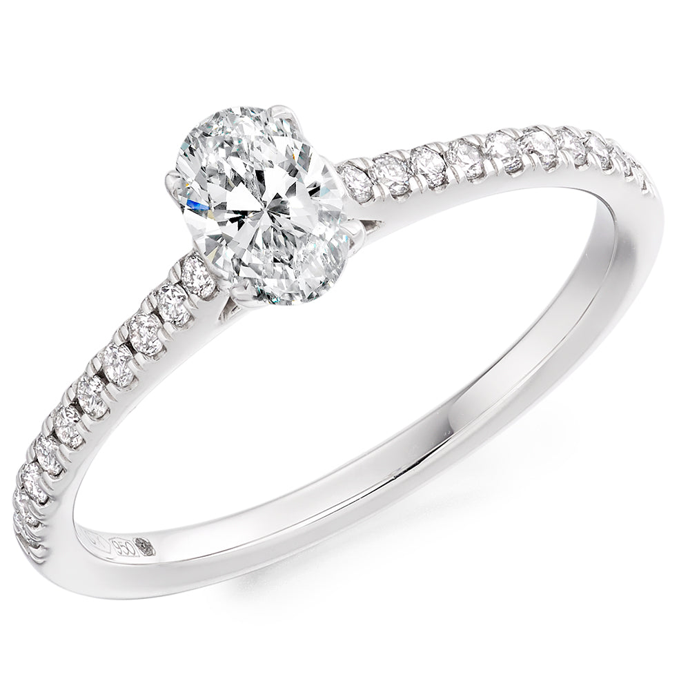 Platinum Oval Cut 0.49ct Diamond Ring