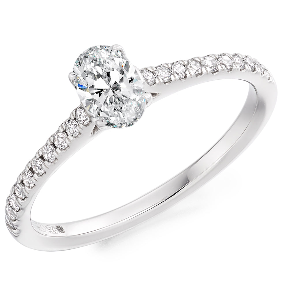 Platinum Oval Cut 0.55ct Diamond Ring