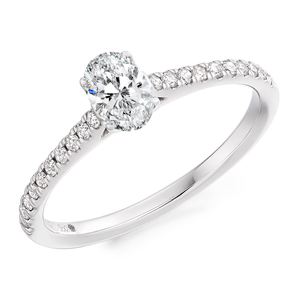 Platinum Oval Cut 0.75ct Diamond Ring