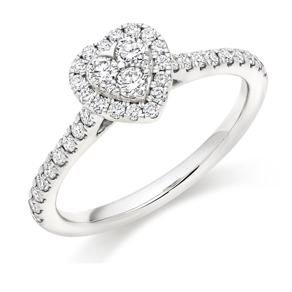 Platinum Heart Shaped 0.60ct Diamond Halo Ring