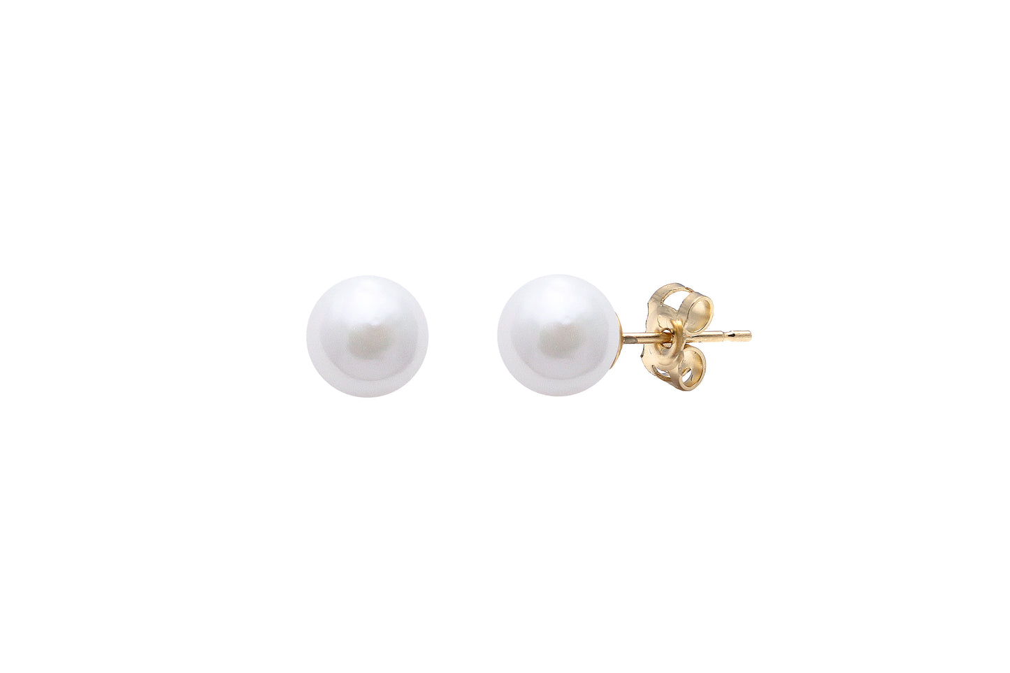 18ct Yellow Gold 5-5.5mm White Akoya Pearl Stud Earrings