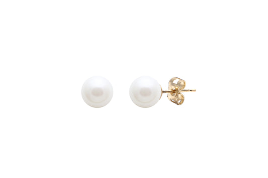 9ct Yellow Gold Freshwater Round Cultured Pearl 5-5.5mm Studs