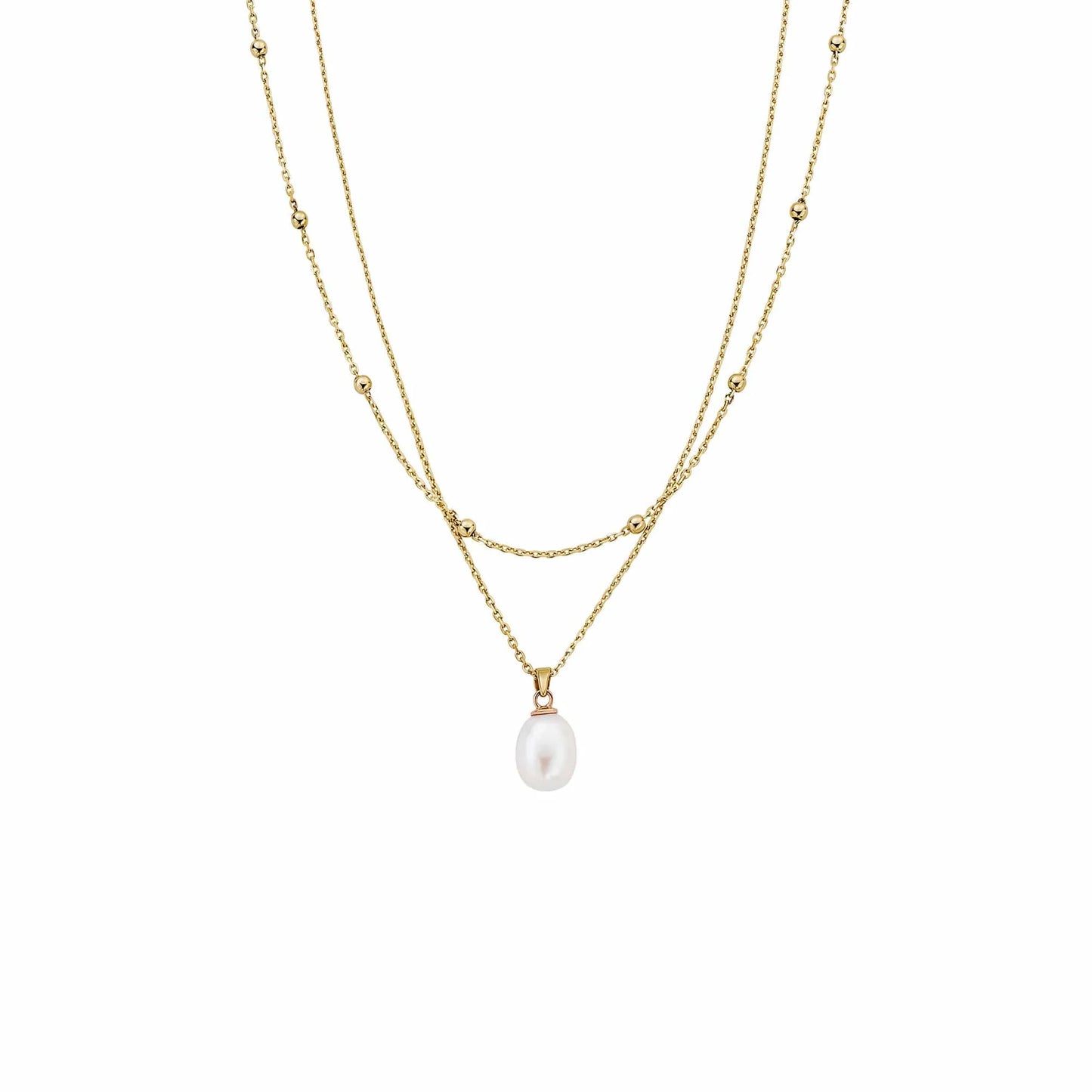 Clogau Nature's Wonder 9ct Solid Gold Beachcomber Layered Necklace with Pearl GBCH828