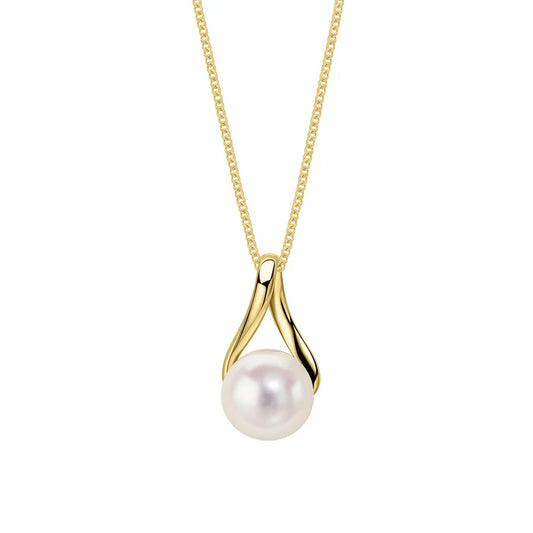 9ct Yellow Gold Freshwater Pearl Twist Pendant