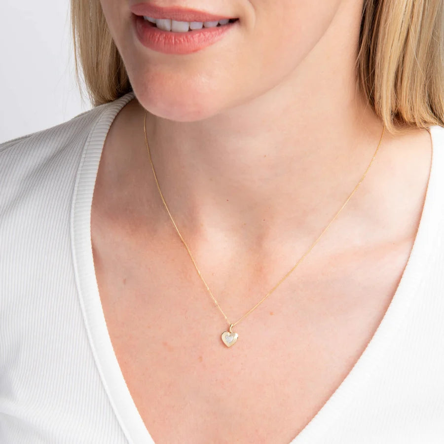 9ctYellow Gold Pave Diamond Heart Pendant
